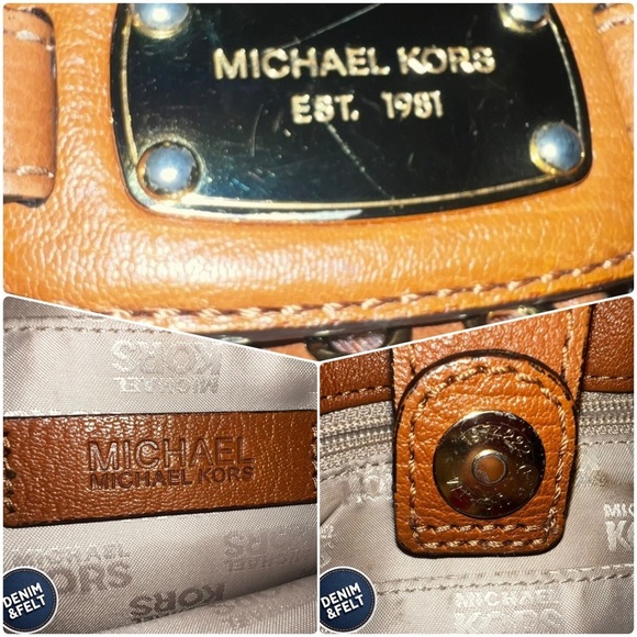 MICHAEL KORS HAMILTON GROMMET TAN/BROWN LEATHER SATCHEL SHOULDER HANDBAG | EUC🤎 - Picture 15 of 16